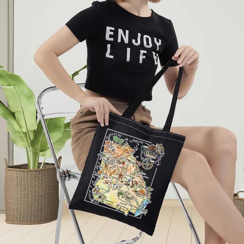 Vista 7 de LEVLO Fun State Map Of Georgia Tote Bag Georgia Travel Souvenir Gift 1940's Georgia Cartoon Illustration Shoulder Bag