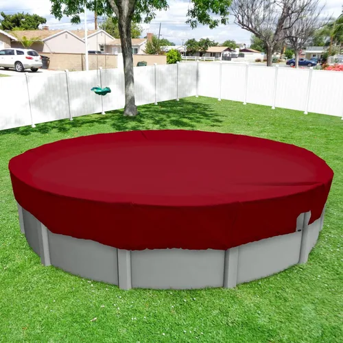 Vista 10 de Windscreen4less Cubierta de seguridad redonda impermeable para piscina de invierno de 9 pies con cable de alambre a lo largo de los bordes