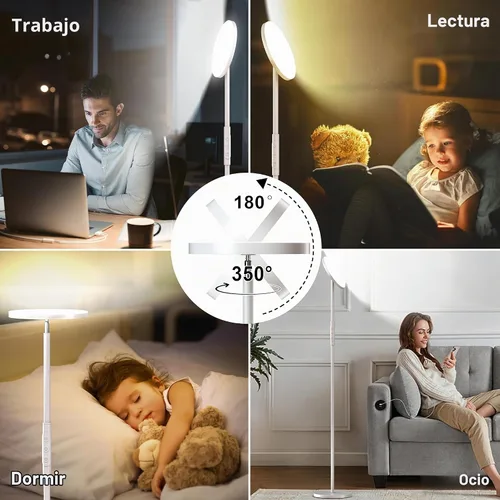 Vista 6 de Yikuneng Lámpara de pie súper brillante para sala de estar, lámpara de pie LED regulable continua con control remoto y táctil, lámpara torchiere