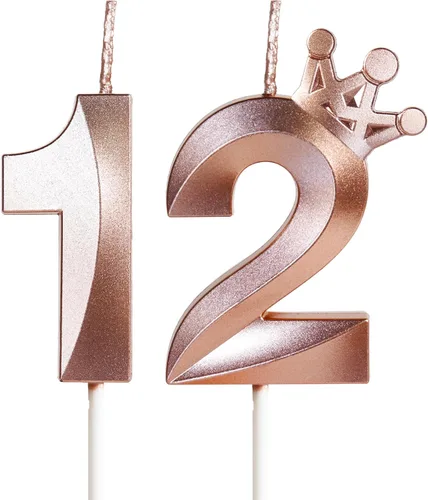 Vista 45 de Velas de cumpleaños número 10 para pastel, velas de oro rosa número 10 con corona, diseño 3D, decoración de pastel de cumpleaños para niñas