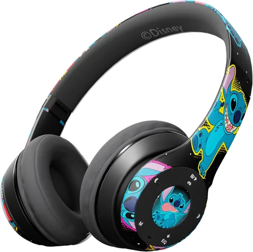 Vista 8 de iJoy Disney Lilo & Stitch Expressions - Auriculares Bluetooth plegables inalámbricos con micrófono integrado, diseño de expresiones de puntada