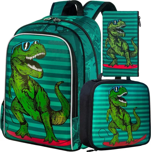 Vista 11 de 3 piezas de mochilas infantiles para niñas, 41 cm, mochila escolar preescolar y lonchera con diseño de unicornio/sirena/flamenco Mochila