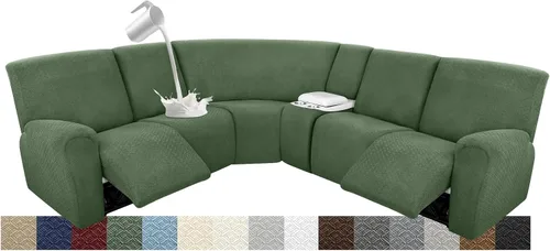 Vista 49 de Fundas para sofá modular reclinable, impermeable, en forma de L, lavable, para sofá reclinable en forma de L, súper elásticas, suaves, para esquinas