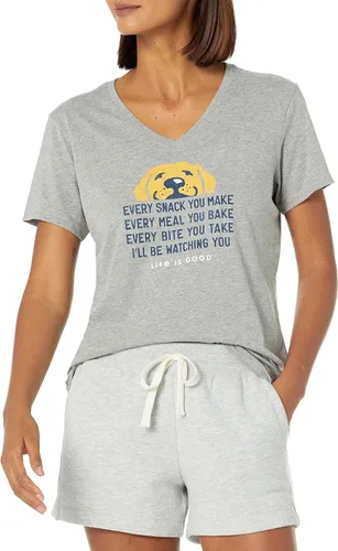 Vista 5 de Life is Good Women's Crusher Tee Shirt, Short Sleeve Cotton Graphic T-Shirts, I'll Be Watching You Dog Azul más oscuro