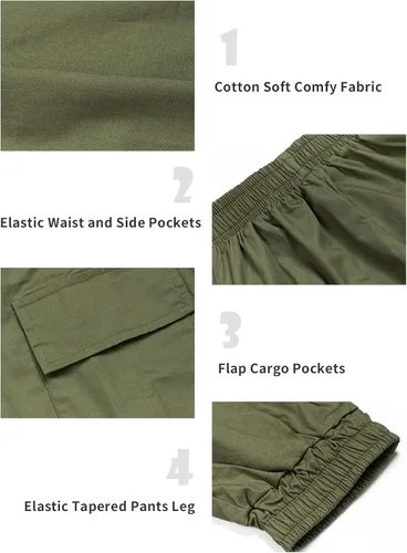 Vista 5 de Rolanko - Pantalones cargo para niñas, ropa callejera holgada, de hip hop, para bailar, de algodón, jogger para niños de 4 a 15 años Verde militar