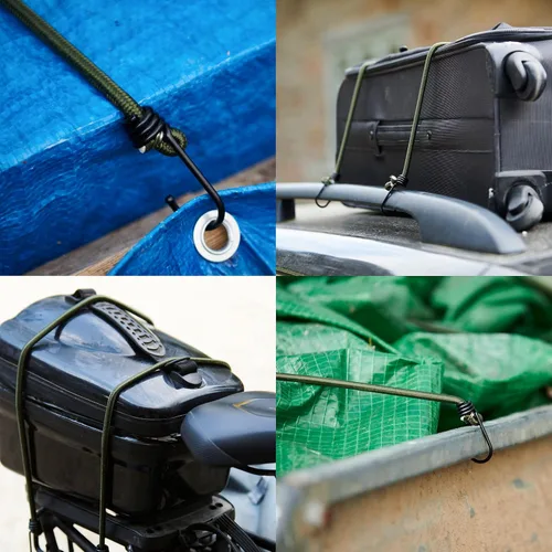 Vista 3 de Pluvios - Varios tamaños - Cuerdas elásticas con ganchos resistentes al aire libre - Paquete múltiple de 10 - Correas elásticas multiusos