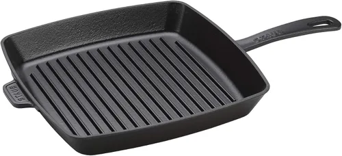 Vista 10 de Staub Sartén cuadrada de hierro fundido de 12 pulgadas, cereza, fabricada en Francia