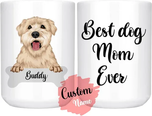 Vista 14 de Taza personalizada de Wheaten Terrier con diseño de perro mamá y papá, taza de Wheatie Dog para hombres y mujeres, taza de regalo de dueño de perro