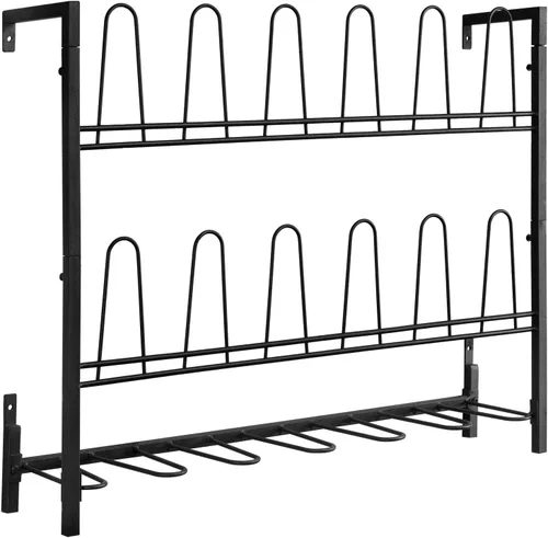 Vista 6 de MyGift - Estantería de pared colgante de metal negro premium para armario de vestidor, cuarto de servicio y entrada, organizador de botas y zapatos
