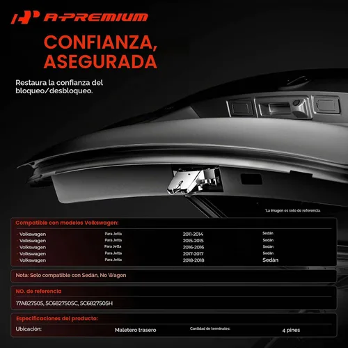Vista 2 de Pestillo de maletero A-Premium para Volkswagen