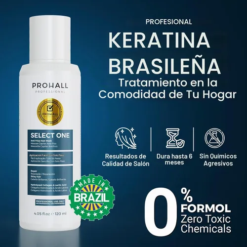 Vista 5 de Tratamiento de queratina brasileña Complejo de soplado-PROHALL SELECT ONE 4.05 oz - Tratamiento capilar de queratina sin formaldehído en casa-Para