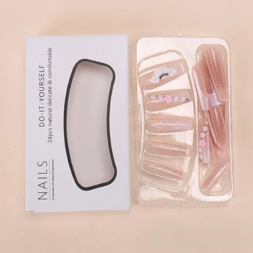 Vista 66 de Uñas postizas francesas a presión, uñas postizas largas de acrílico con forma de ataúd de cobertura completa, uñas postizas de bailarina