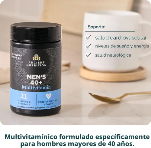 Vista 5 de Ancient Nutrition, Multivitamínico para hombre 40 Plus 3 días, 90