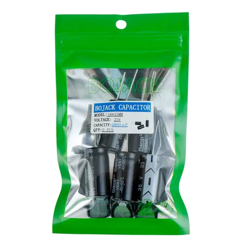 Vista 2 de BOJACK 18X35 mm 6800 uF 35 V 6800 MFD ±20% Condensadores electrolíticos de aluminio (paquete de 5)