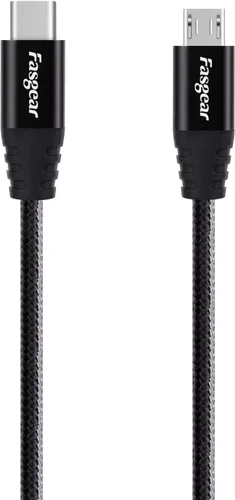Vista 7 de Fasgear Cable USB C a Micro USB de 30cm Trenzado de Nylon Tipo C a Micro USB Compatible con Galaxy S7/S6, HTC One/10 y Más (Negro, 1 pie) Cable