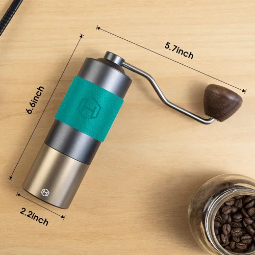 Vista 5 de Molinillo de café manual – HEIHOX Hand con molino de rebabas cónico ajustable de acero inoxidable, capacidad de 1.06 oz (30 g), molinillo portátil