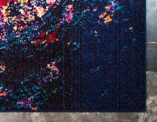 Vista 9 de Unique Loom Jardin Collection - Alfombra para múltiples áreas, abstracta, vibrante., Polipropileno, Multi/azul marino.