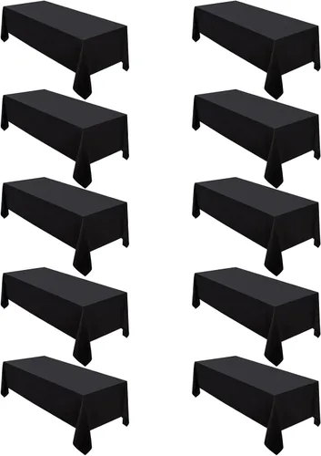 Vista 26 de Surmente Mantel rectangular de poliéster de 60 x 102 pulgadas para bodas, banquetes o restaurantes (negro, paquete de 2)