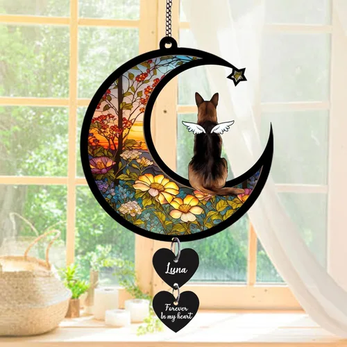 Vista 8 de Nazenti Atrapasoles conmemorativo personalizado para perros, regalo personalizado de condolencias para los amantes de los perros, adorno para árbol