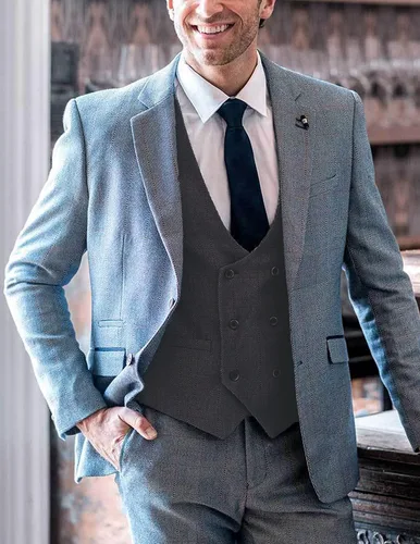Vista 2 de Coofandy Chaleco de traje ajustado sin mangas para hombre, con doble botonadura