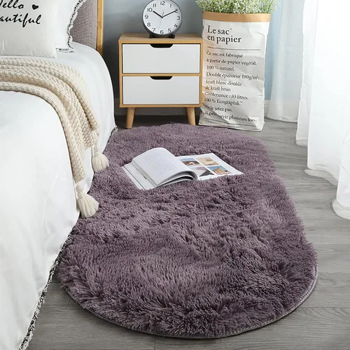 Vista 11 de ZZenSmot Alfombra ovalada y esponjosa, alfombra de noche de felpa suave, color liso, para dormitorio, sala de estar, color rosa, 63 x 24 pulgadas