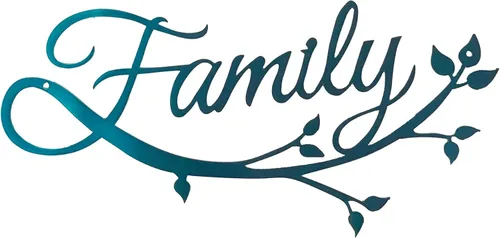 Vista 8 de Riverside Designs Family Cursive Word - Letrero de metal con letras en cursiva para decoración de pared