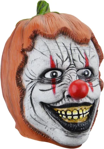 Vista 5 de PARTY ZONE Máscaras faciales de calabaza de Halloween, accesorios de látex de calabaza, novedad para fiestas y fiestas de disfraces de truco o trato