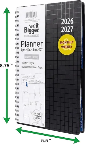 Vista 2 de PlanAhead See IT Bigger - Planificador mediano mensual/semanal y bolígrafo personalizable (negro)