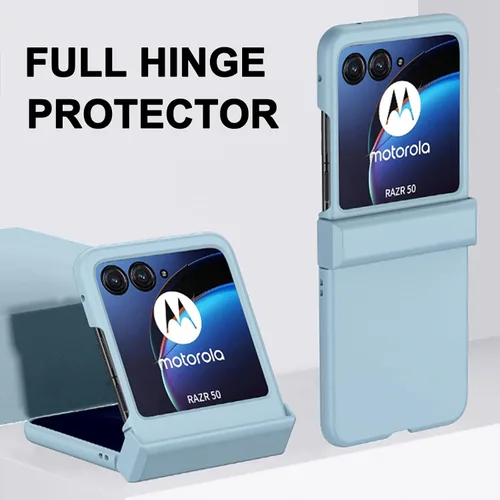 Vista 4 de Ninki Funda protectora de bisagra delgada compatible para Motorola Razr 50 2024, para Moto Razr 50, color azul
