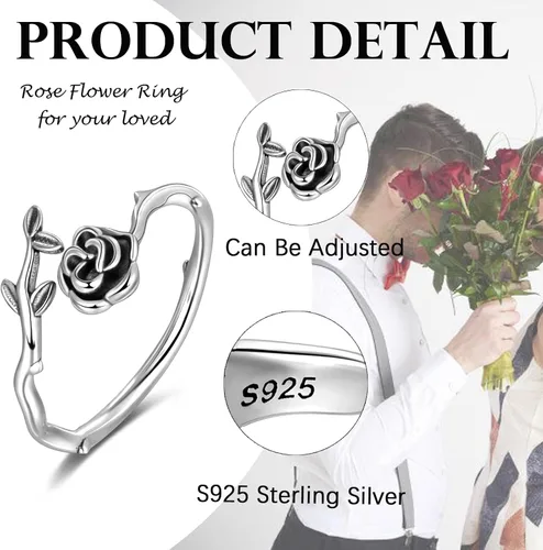Vista 19 de CANDYFANCY Anillo de nudo celta de plata de ley 925 abierto para el dedo medio nudillo para mujer, tamaño ajustable 4-7