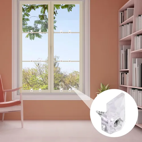 Vista 5 de 25 ganchos de espejo para pared, clips de soporte de espejo, clips de montaje de espejo de plástico transparente, kit de clips de retención