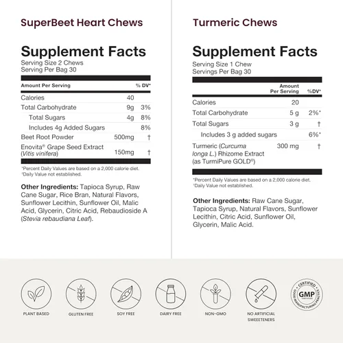 Vista 9 de Humann SuperBeets Masticables para el Corazón y Masticables de Cúrcuma, Suplemento de Remolacha y Cúrcuma, Complejo de Curcumina de Alta Absorción