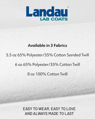 Vista 5 de Landau Essentials 3124 - Abrigo de laboratorio de 5 bolsillos y 4 botones de longitud media para hombre