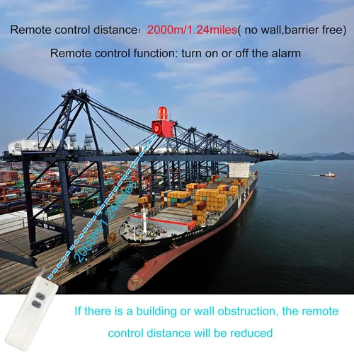 Vista 2 de Sirena de control remoto inalámbrico de 1.24 millas altavoz 120dB, 9 tonos ajustables 25 vatios sirena de alarma impermeable con luz estroboscópica