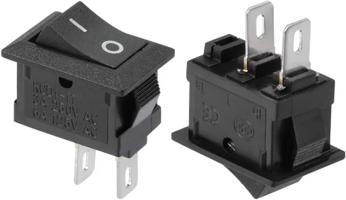 Vista 4 de uxcell 5PCS KCD11 AC 125V/6A 250V/3A SPST 2 Terminal 2 Posición Encendido/Apagado Interruptor Basculante Barco Negro