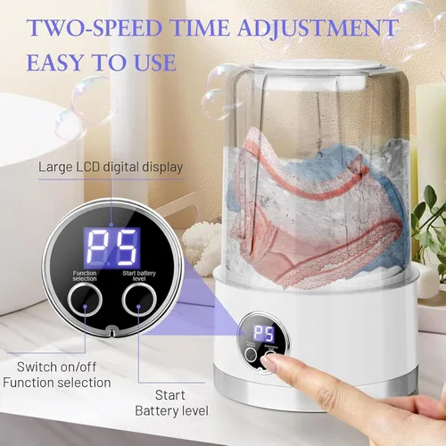 Vista 3 de Mini lavadora – Máquina de ropa interior de 1 litro, herramienta de limpieza de sujetadores suaves, unidad eficiente de doble modo, dispositivo