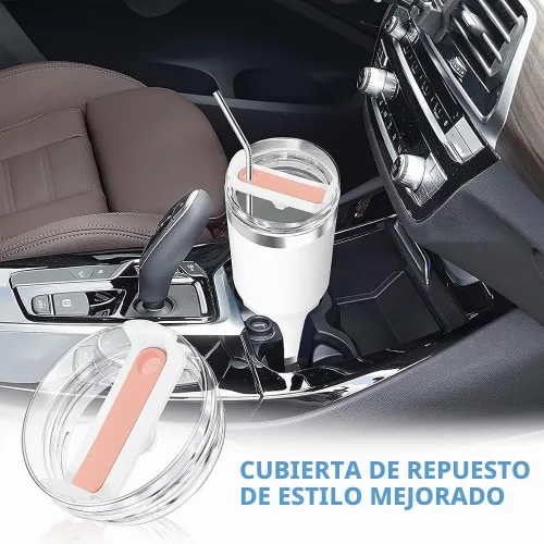 Vista 6 de 2 piezas de tapa de vaso para taza Stanley de 40oz, a prueba de polvo, a prueba de derrames, resistente a salpicaduras, tapa de repuesto para taza