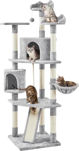 Vista 10 de Yaheetech Árboles para Gatos de Múltiples Niveles Torres para Gatos 79 pulgadas Árbol para Gatos de Interior con Postes Rascadores Cubiertos de Beige