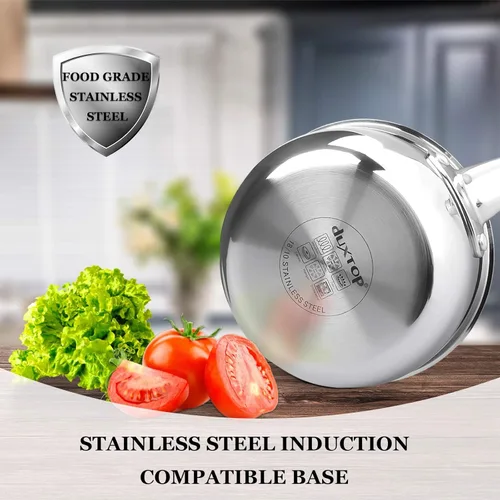 Vista 3 de Duxtop Cacerola Whole-Clad Tri-Capa de Acero Inoxidable con Tapa, 1.6 Cuartos, Utensilios de Cocina para Inducción