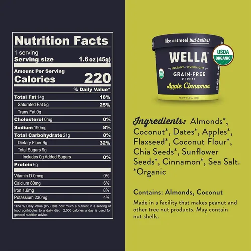 Vista 2 de Wella Cereal Avena Alternativa, Cereal Caliente para el Desayuno Libre de Gluten, Sin Granos Paleo Orgánico Vegano Alto en Proteínas Superalimento a