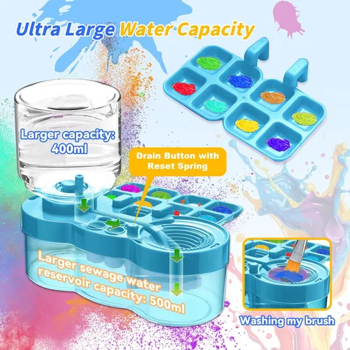 Vista 5 de 2025 Herramienta Mejorada de Limpieza de Pinceles de Pintura, Taza Enjuagadora de Pinceles con Circulación de Agua Corriente para Pintura Artística