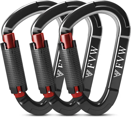 Vista 9 de Mosquetones de Escalada en Roca con Bloqueo Automático, Certificados UIAA Profesionales 25KN (5620 lbs) Mosquetones Resistentes para Rappel 10