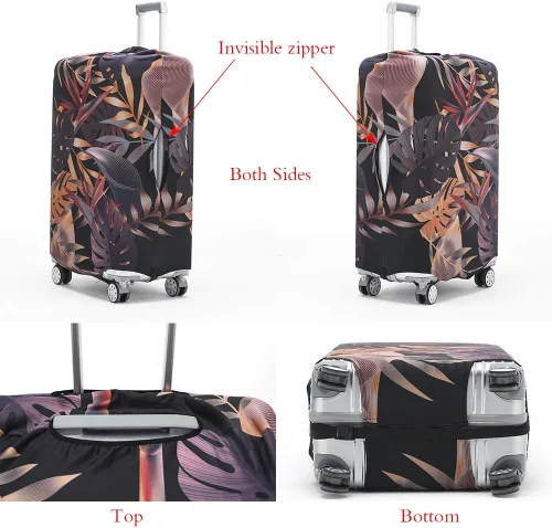 Vista 2 de TRAVEL KIN - Funda lavable para maleta con protección antiarañazos, protector para maletas de 18-32 pulgadas, Autumn Leaves, M, Moda