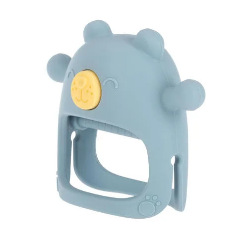 Vista 6 de Nuby Manopla de dentición de muñeca de silicona - Anillo de mordedor para bebés - Más de 3 meses - Oso azul Oso azul