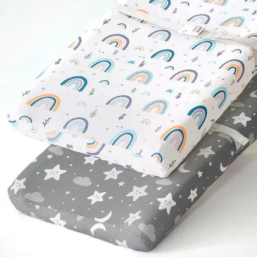 Vista 53 de Pack n Play Sheets BROLEX - Juego de 2 sábanas para cuna, juego de sábanas elásticas y portátiles para cuna, funda de colchón convertible