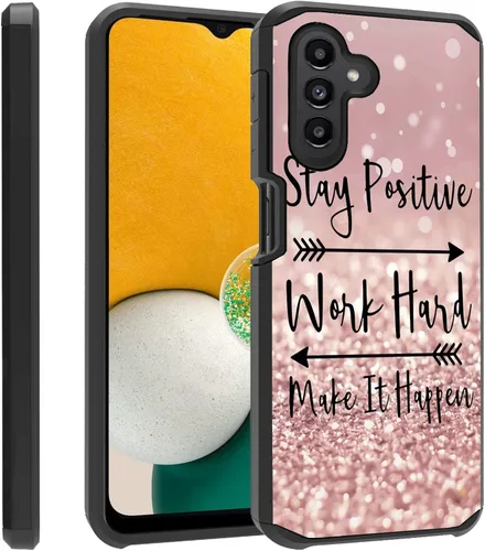 Vista 8 de Funda para teléfono Galaxy A14 5G, resistente 2 en 1 de doble capa híbrida de policarbonato duro y silicona suave a prueba de golpes, funda de Retro