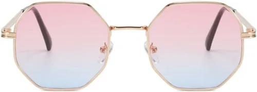 Vista 9 de ENTHYI Gafas de sol de polígono para mujeres/hombres, gafas de sol vintage octágonas de metal