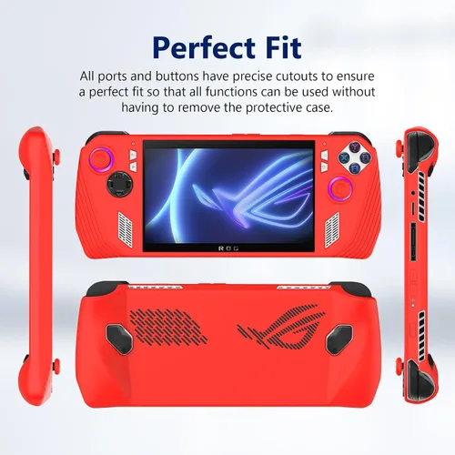 Vista 6 de Funda protectora de silicona para consola de juegos ASUS ROG Ally 2023 Funda a prueba de caídas (rojo)