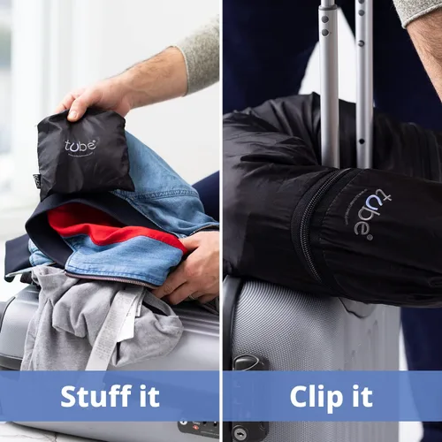 Vista 7 de Almohada de cuello de viaje que rellenas con ropa, evita el exceso de tarifas de equipaje. Se dobla como equipaje de mano y equipaje extra. Se