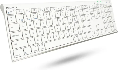 Vista 9 de Macally Teclado Bluetooth inalámbrico para Mac, compatible con Apple Keyboard o MacBook Pro/Air, iMac, multidispositivo, hasta 3 dispositivos